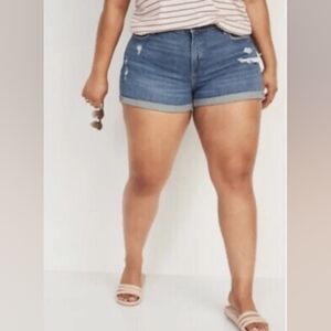 Old Navy OG Straight High Rise Roll Hem Denim Shorts Sz 18  NWT